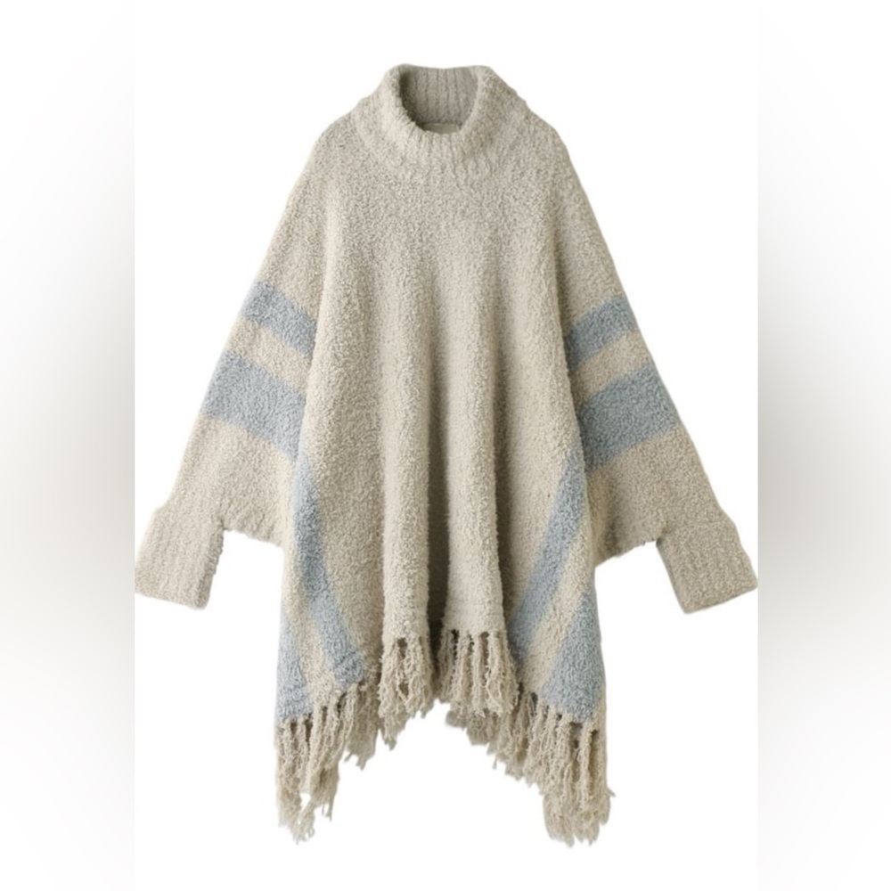 Barefoot Dreams Cozy Chic Beach Fringe Lounge Poncho One Size Plus